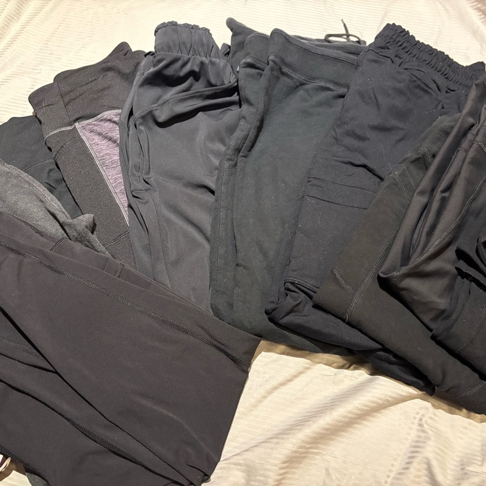Bundle of leggings with pockets and comfy pants.